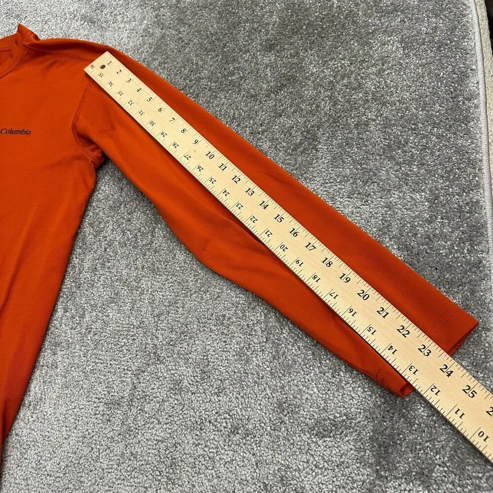 Columbia Omni Wick Shirt Men Medium Orange Long Sleeve Henley Neck Casual Active